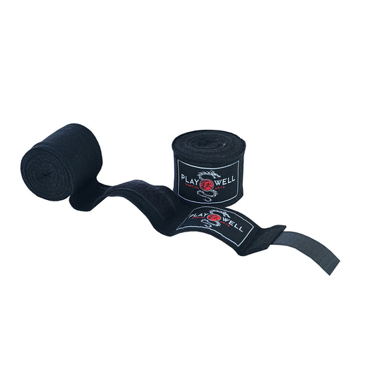 Boxing Elasticated Stretch Cotton Black Hand Wraps - 5M
