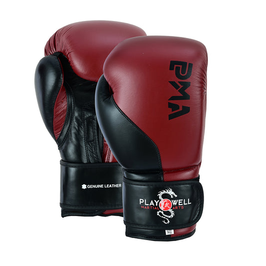 Elite Leather Two Tone Series Boxing Gloves - Maroon/Black