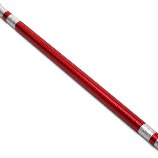 Chrome Competition Silver/Red Lotus Wood Bo Staff - 60 Inches