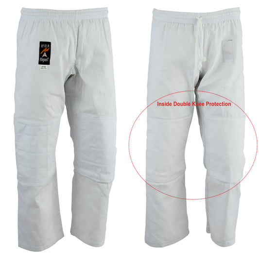 Playwell Judo Trousers White 10oz - Double Padded Knees