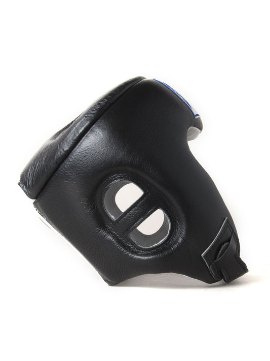 Sandee Open Face Muay Thai Leather Head Guard - Black