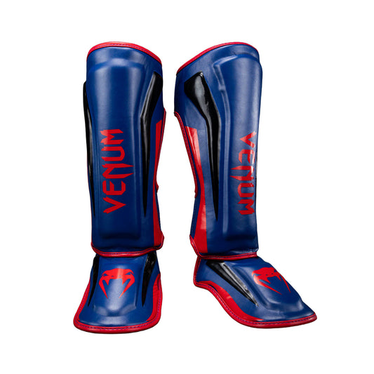 Venum Muay Thai Stand Up Elite Shin Guards - Deep Blue/Red
