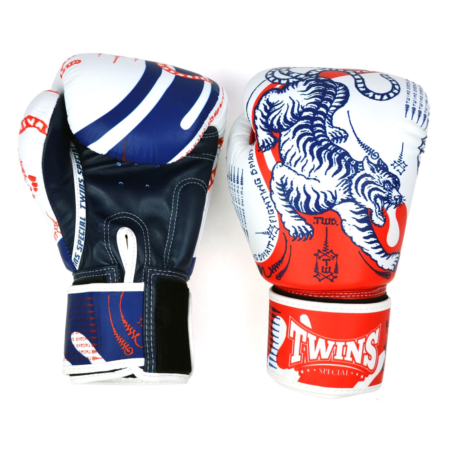 Twins Sak Yant  Boxing Gloves White-Red