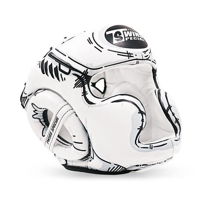 Twins HGL3 White Leather Sparring Comic Head Guard