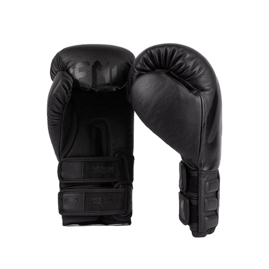 Venum Reverso Leather Boxing Gloves - Black/Black