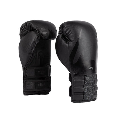 Venum Reverso Leather Boxing Gloves - Black/Black