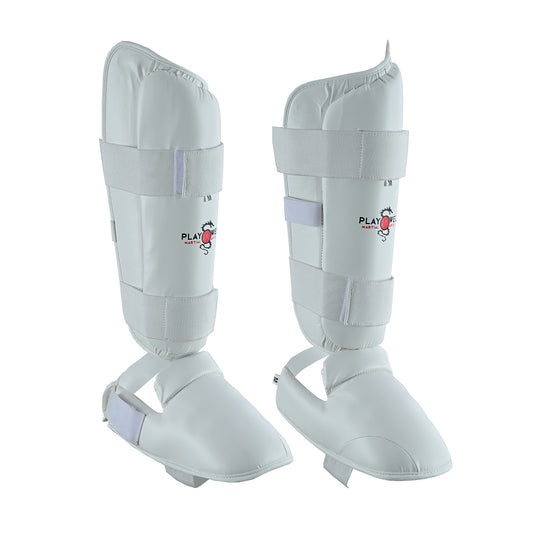 WUKF Style Karate Competion White Shin Guards  - Pair