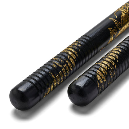 Black Wooden Gold Dragon Nunchucks Chain (SF-95) - 12"  - NEW