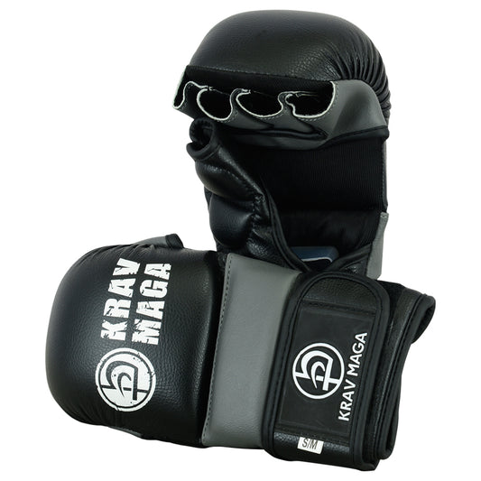 Krav Maga Elite Hybrid MMA Sparring Gloves - 7oz  (Black/Grey )