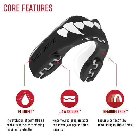 SAFEJAWZ Extro Series Fangz Self Fit Mouthguards - Black