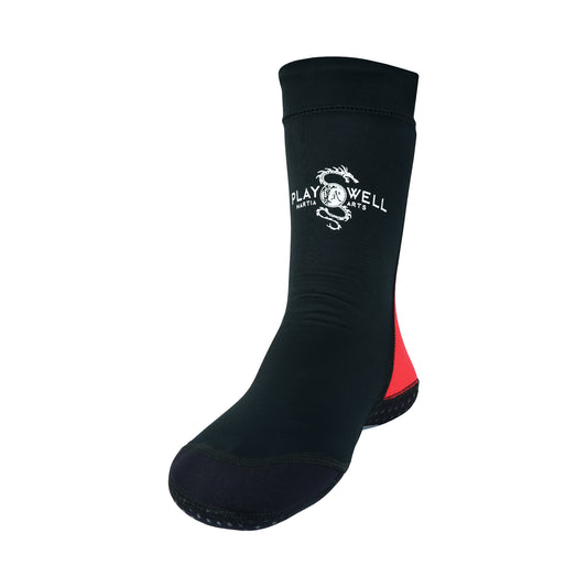 Martial Arts School Tatami Mat Training Socks - Black/Red