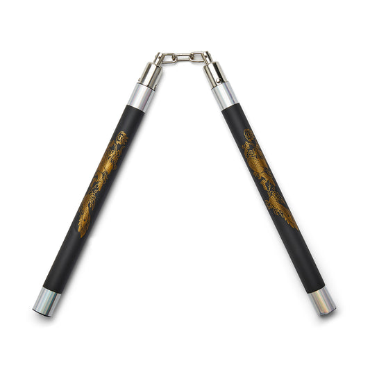 Deluxe Foam Speed Nunchucks With Chain - Black/Silver - 11"