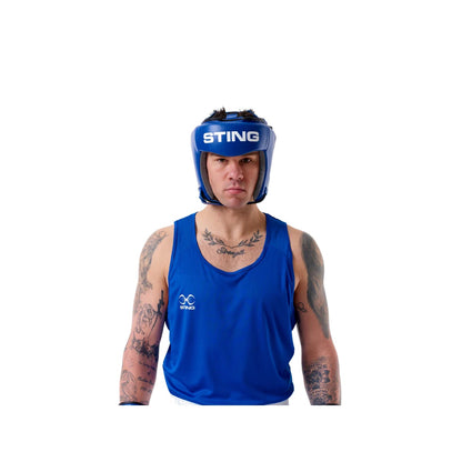 Sting Competition Approved Boxing Open Face Head Guard 2:0 Blue
