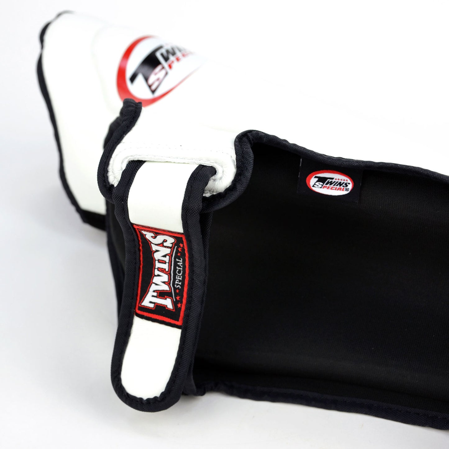 Twins Double Leather  Padded Shin Guards  - White